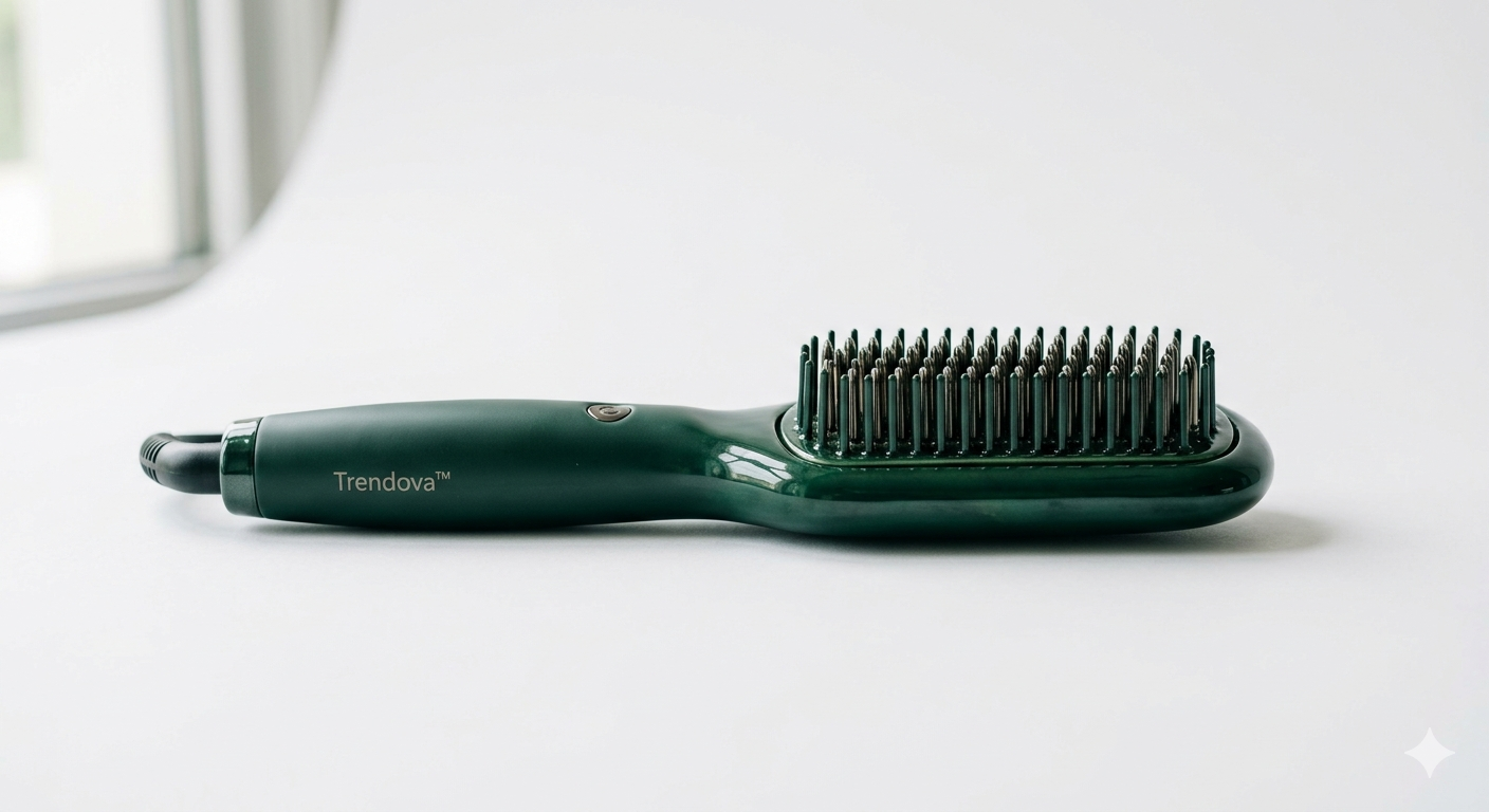 Trendova SilkaBrush Pro – 2-in-1 Tourmaline Ceramic Hair Curler & Straightening Brush | Hair Styling Iron for Home & Salon Use