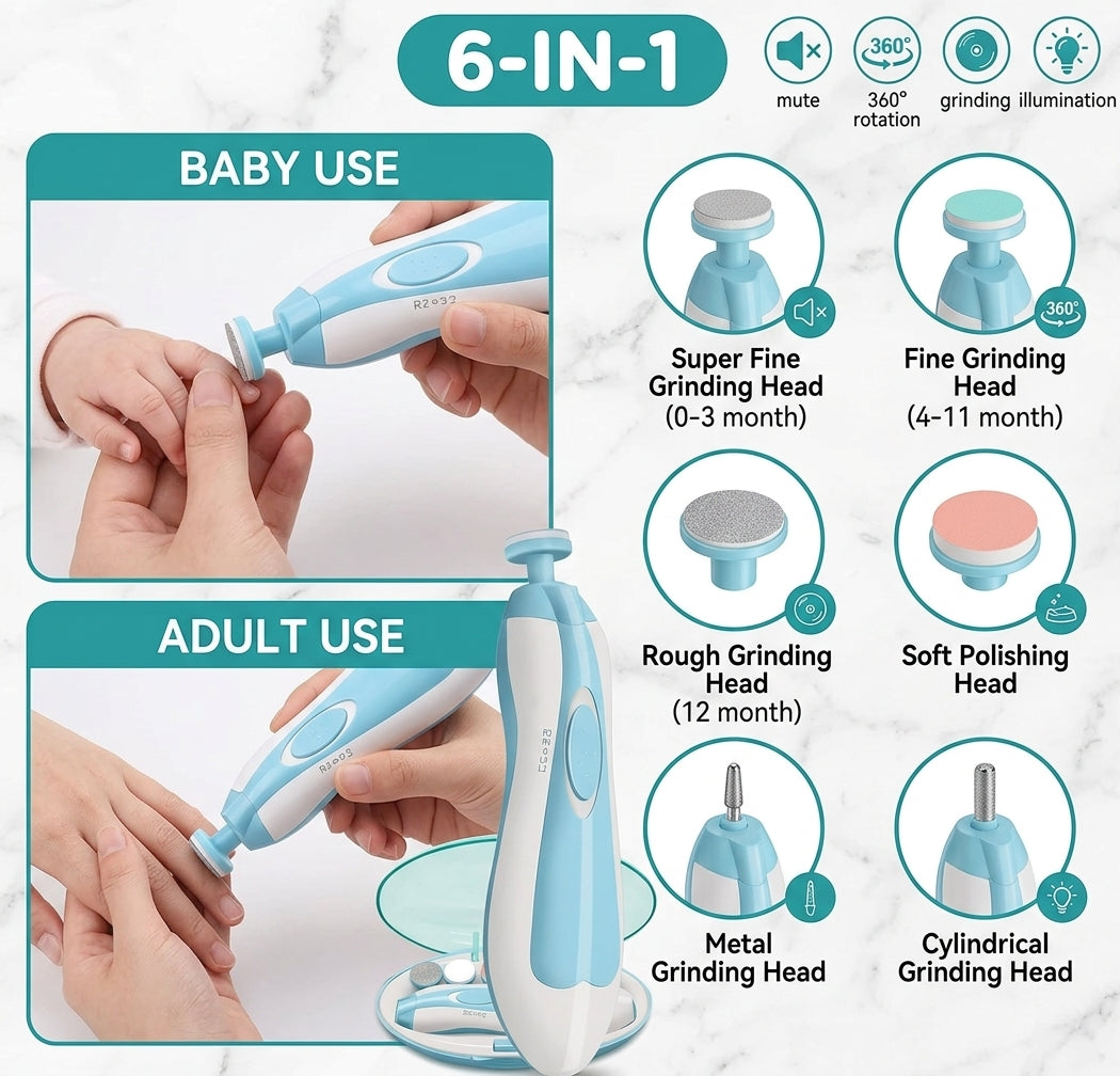 Trendova SoftTrim – Electric Baby Nail Trimmer & Premium Nail Care Kit for Infants