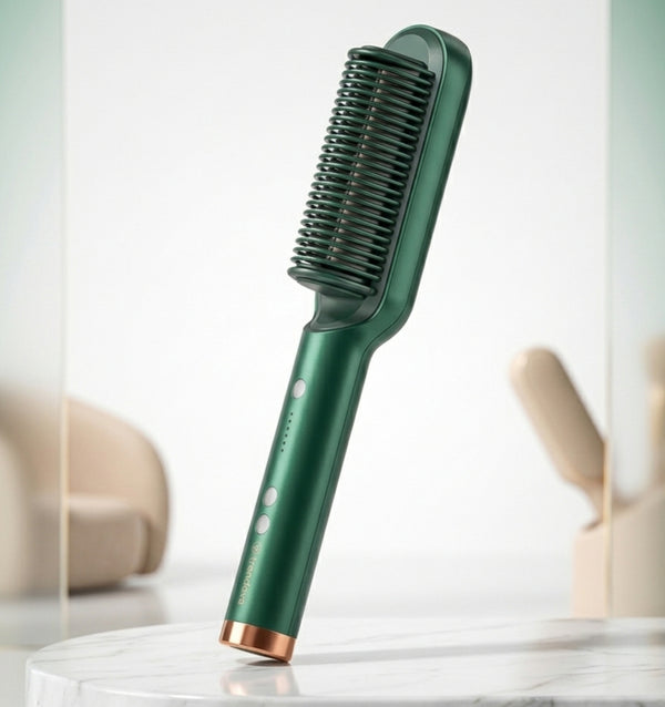 Trendova SilkaBrush Pro ā 2-in-1 Tourmaline Ceramic Hair Curler & Straightening Brush | Hair Styling Iron for Home & Salon Use