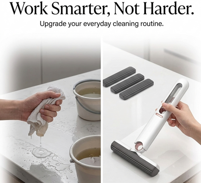 Trendova SwiftWipe Pro – Mini Mop for Kitchen, Floor, Glass & Car | Self-Squeeze Sponge Mop, Wet & Dry Cleaning Tool
