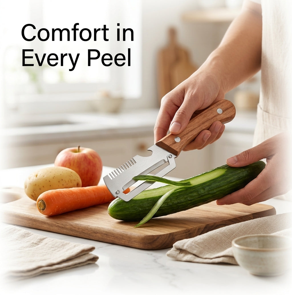 Trendova PeelEdge Pro – 3-in-1 Stainless Steel Vegetable Peeler, Julienne Cutter & Grater