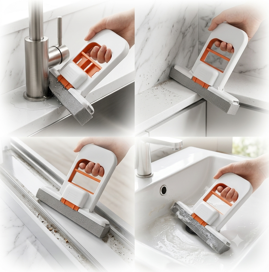 Trendova AquaSwipe Pro – Mini Foldable Mop for Kitchen | Self-Squeeze Sponge Mop
