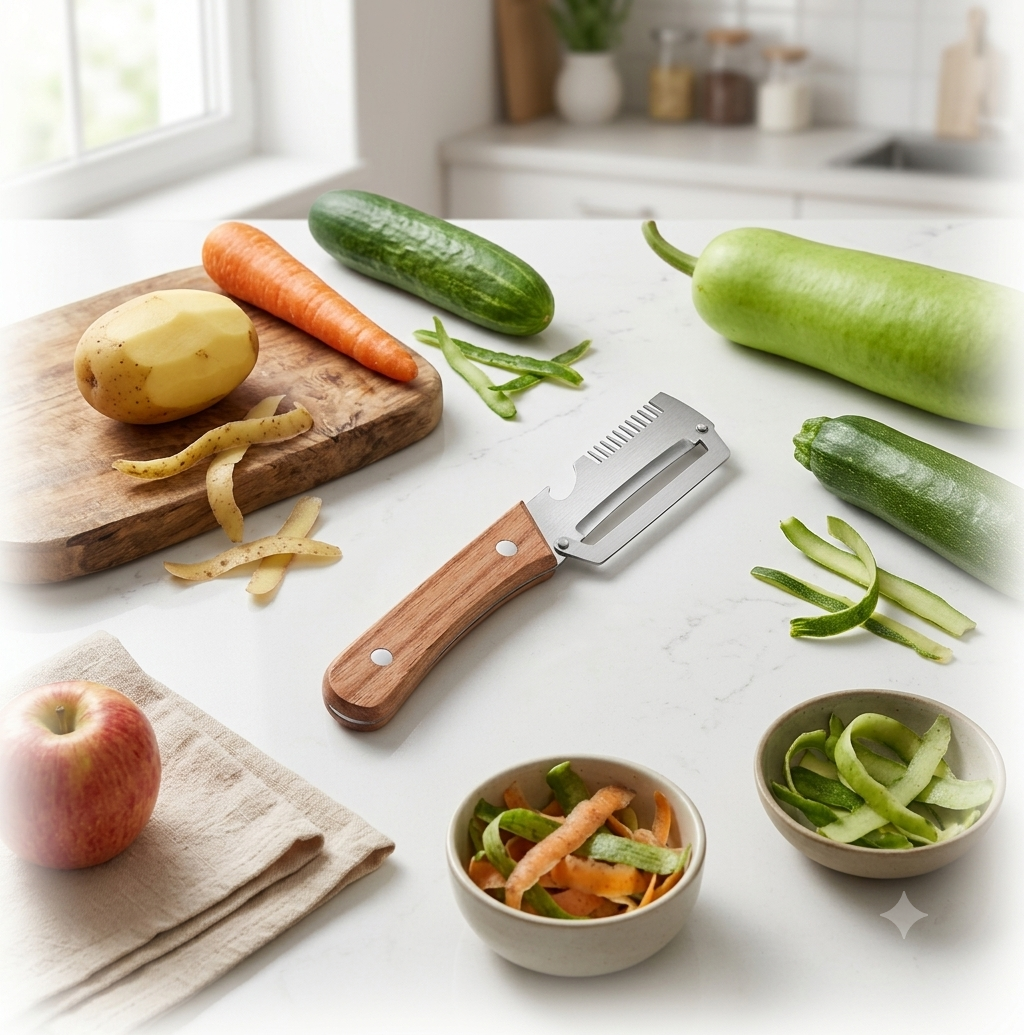 Trendova PeelEdge Pro – 3-in-1 Stainless Steel Vegetable Peeler, Julienne Cutter & Grater
