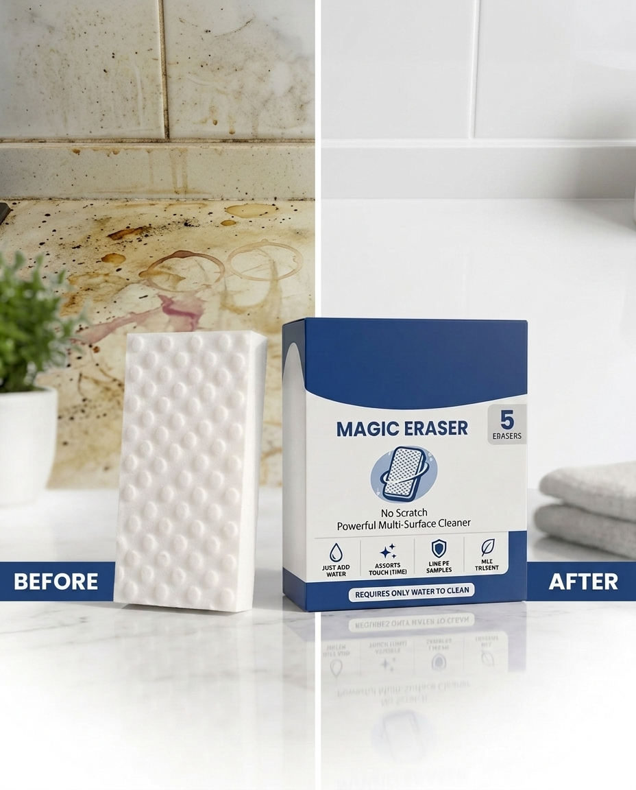 Trendova Magic Eraser Pro™ — Multi-Surface Stain & Scuff Removing Sponge